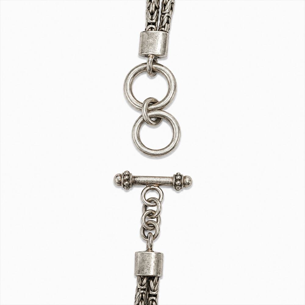 Sterling Silver Oval Filigree Pendant Necklace Vintage Style 17" Double Chain - Picture 5 of 6